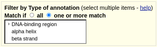 Browser results after applying a value-based filter to track data