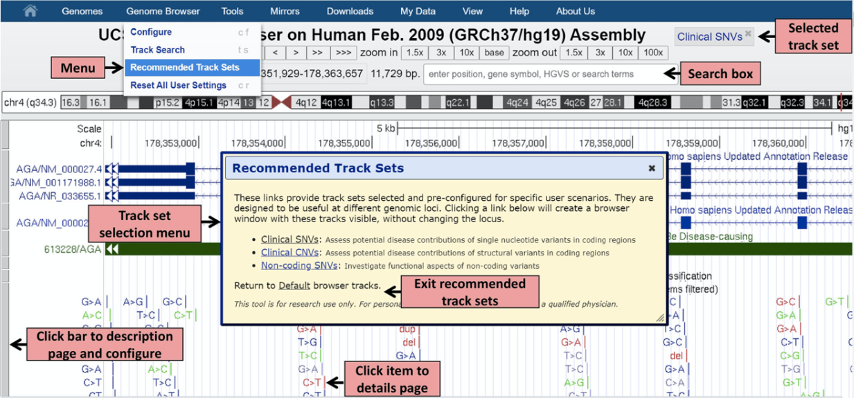 Screenshot of the recommended track sets feature for quick track configuration
